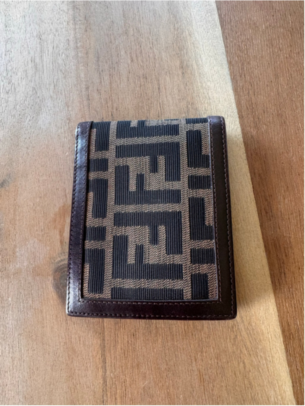 Fendi Zucca Print Bi-Fold Wallet in Brown and Black with COA